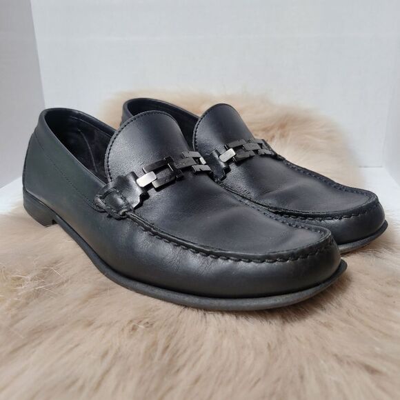 Salvatore Ferragamo Buckle Black Leather Loafer Shoes Size 9D main image 6